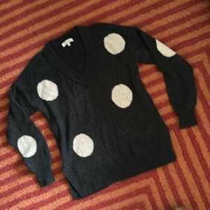 💗 MADEWELL Alpaca / Merino Wool Blend V-neck Sweater with Polka Dots ✨, XXS